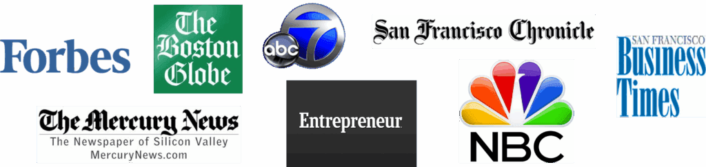 Media Outlets Featuring Deberah Bringelson — Forbes, Entrepreneur, San Francisco Business Times, NBC, ABC, and More Banner showing logos of major media outlets featuring Quantum Business Strategist Deberah Bringelson, including Forbes, Entrepreneur, The Boston Globe, San Francisco Business Times, San Francisco Journal, The Mercury News, NBC, and ABC.